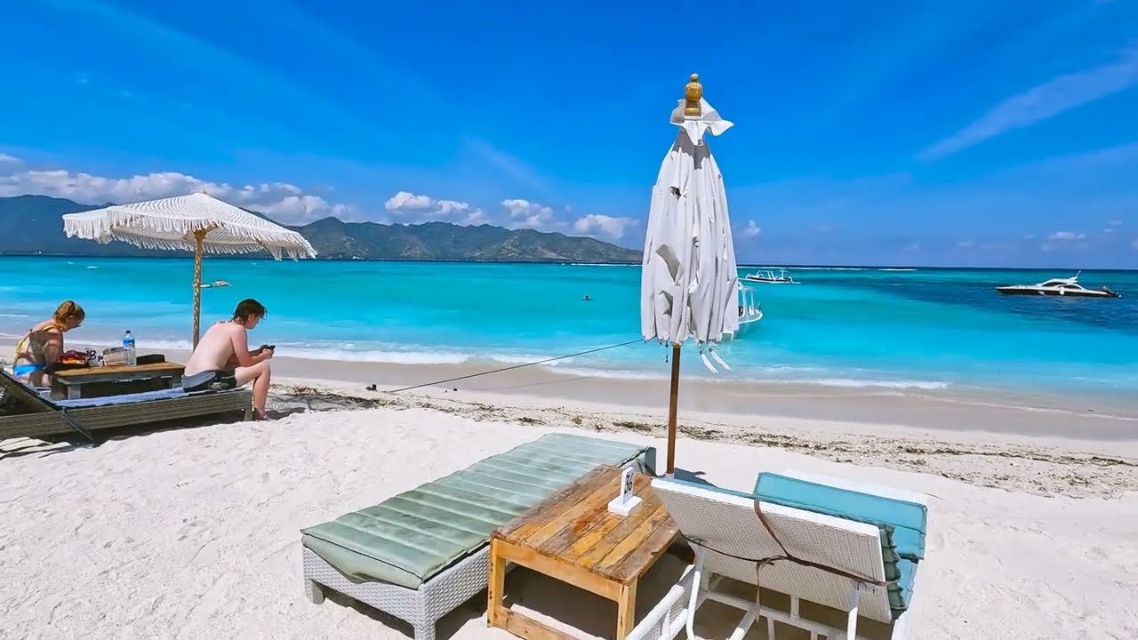 Walk along Sunset Beach. Gili Air Island. Indonesia 2023