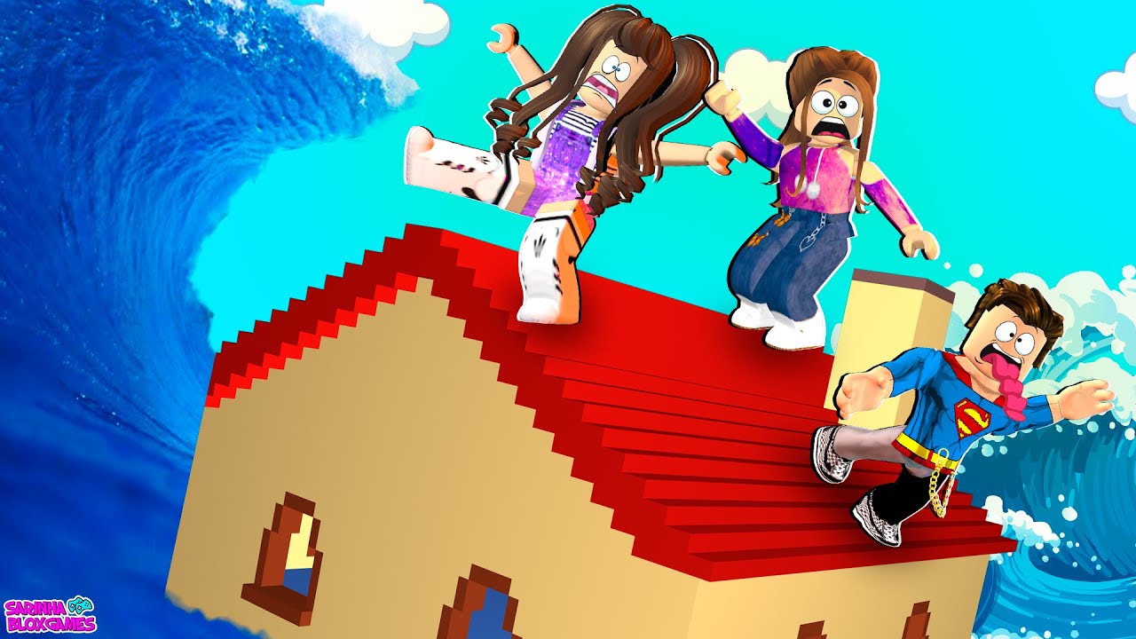 SOBREVIVENDO AOS MAIORES TSUNAMIS DO ROBLOX!! Survive the Wave 🌊