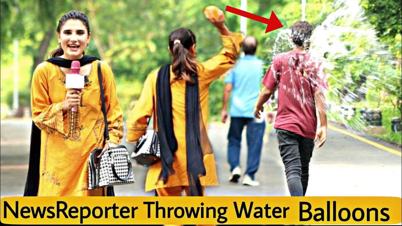 News Reporter Throwing Water Balloons Prank@Crazy Comedy