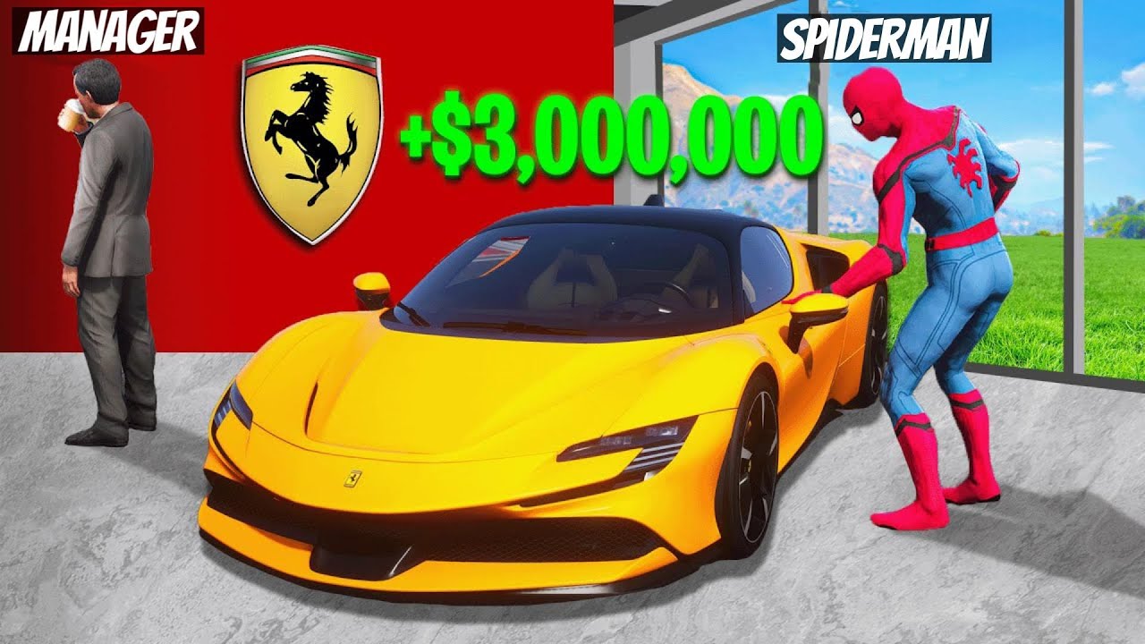 Robbing CAR DEALERSHIP As a SPIDERMAN in GTA 5!