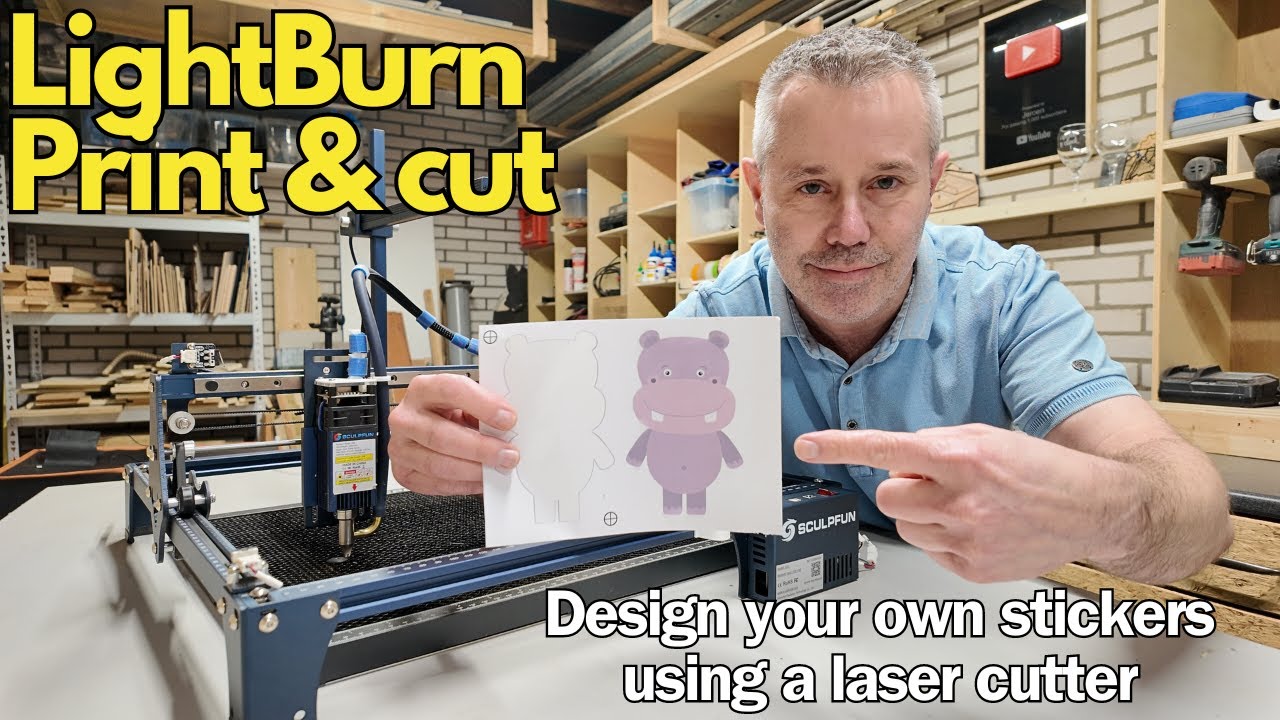 How to use the print and cut function in LightBurn | #lightburn #lasercutting #diy #sculpfun