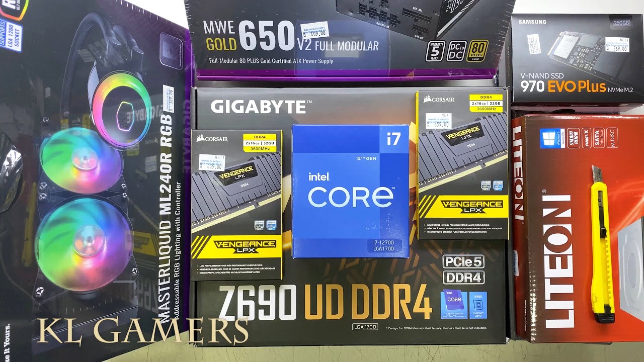 intel Core i7 12700 GIGABYTE Z690 UD DDR4 VENGEANCE LPX MASTERLIQUID ML240R RGB Gaming PC Build