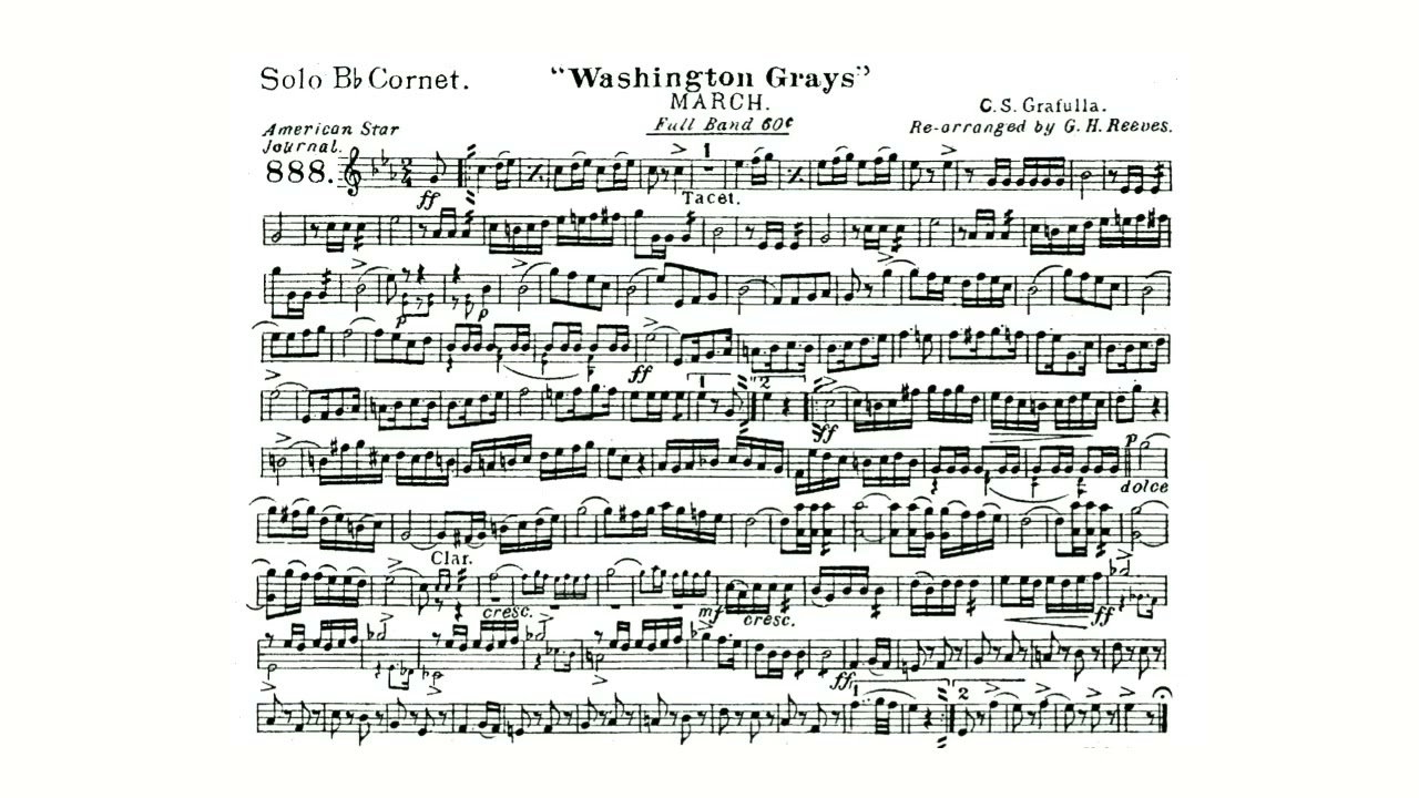 Washington Grays March By Claudio Grafulla - Solo B-flat Cornet