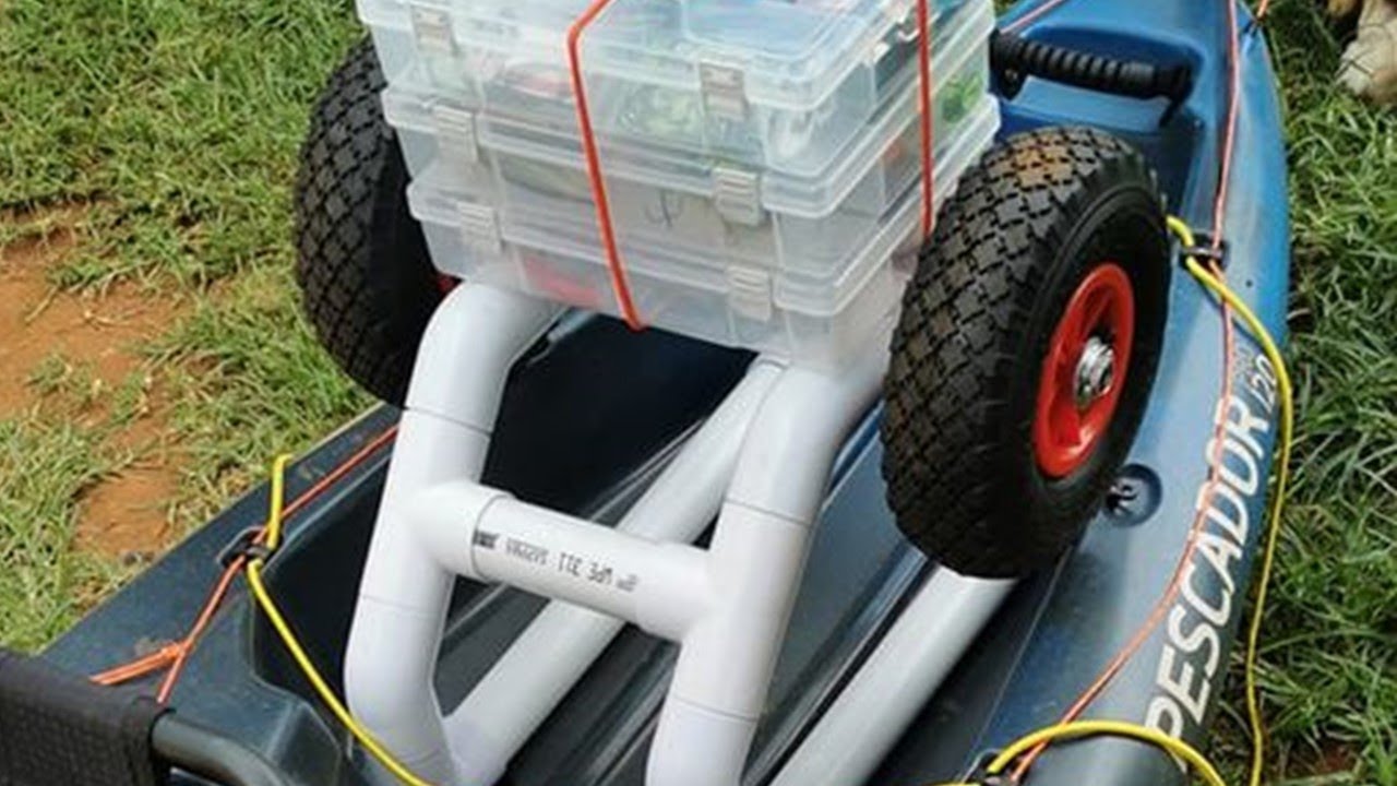 DIY pvc kayak dolly made for a Perception Pescador Pro 120
