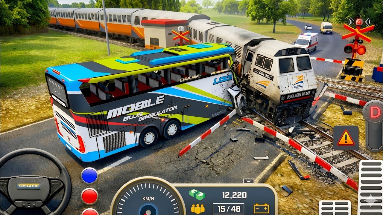 OMG!😱Realistic Bus Driving Simulator Gameplay | Train Crossing Challenge | Mobile Bus Simulator 3D