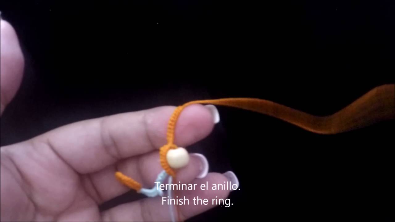 Frivolite tatting lesson 162  Cuentas al centro de anillo - Beads at center of ring