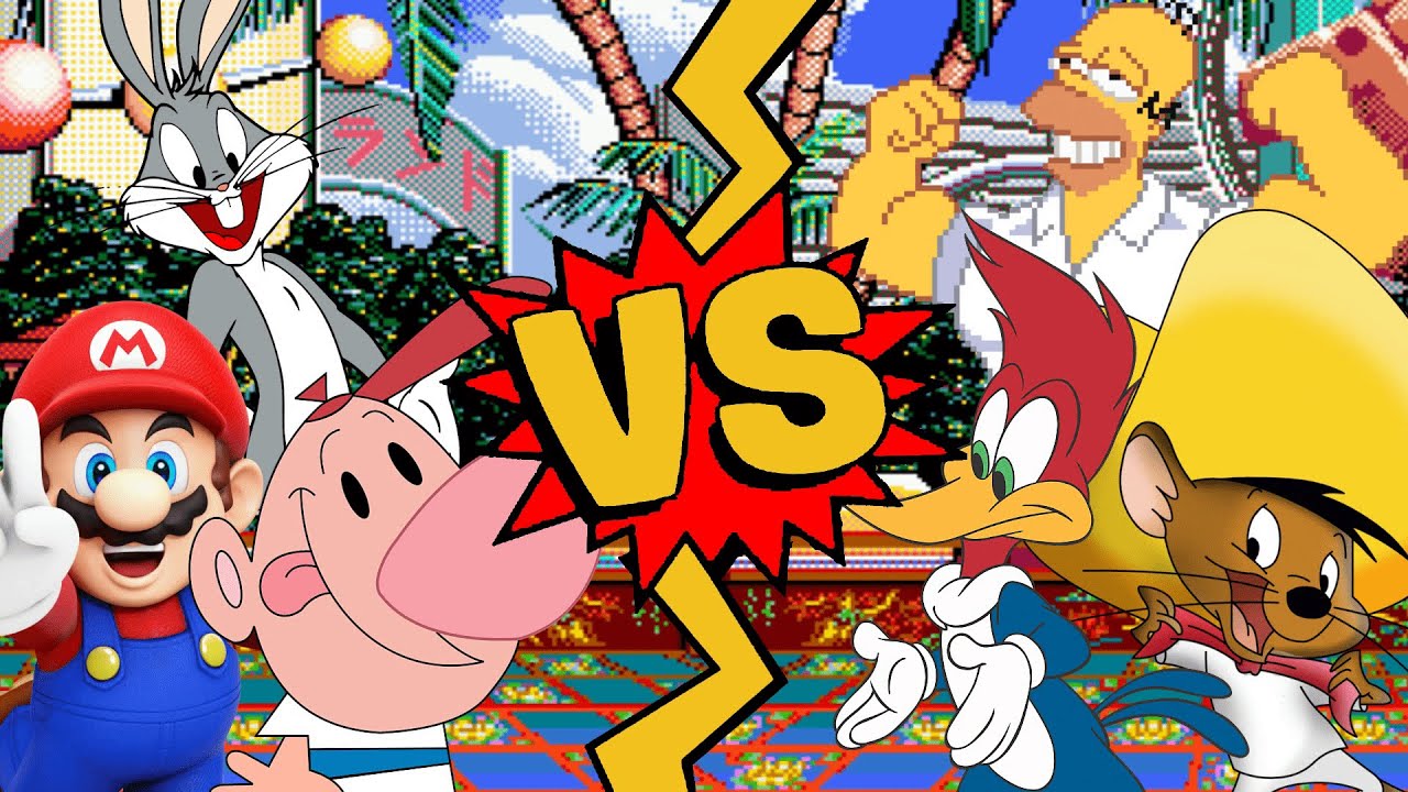 M.U.G.E.N. Battles | Bugs Bunny/Mario/Billy vs Homer Simpson/Woody Woodpecker/Speedy Gonzales