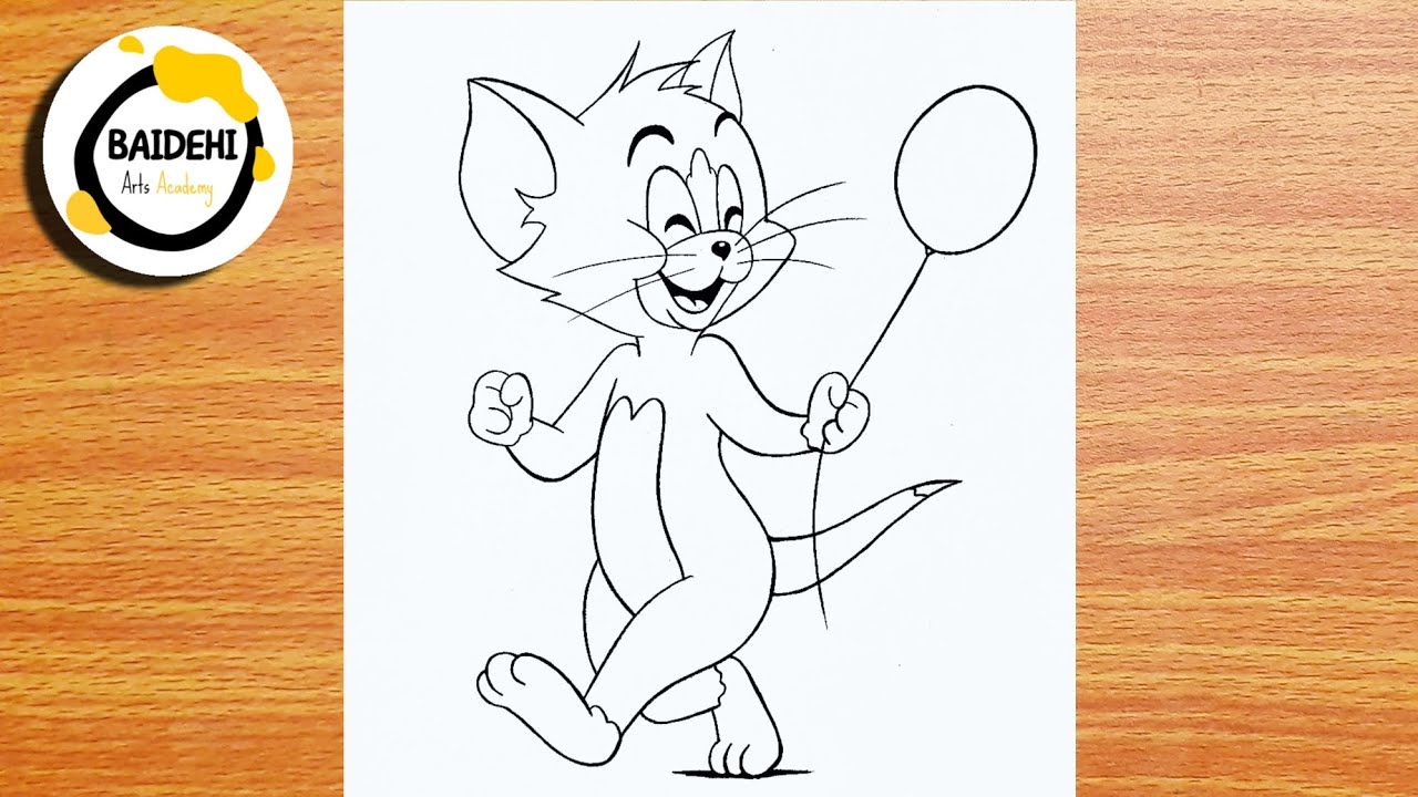 Tom Cat Drawing | Tom Cat Pencil Drawing | Tom and Jerry Drawing | Cartoons Drawing