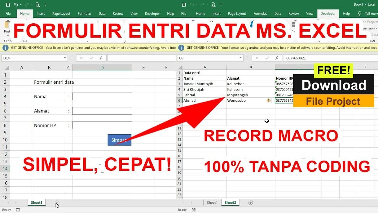 How to Create a Ms. Excel Data Entry Form with the Record Macro Feature