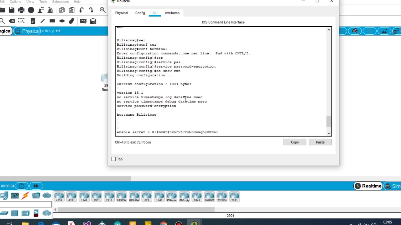 packet tracer ile line console, line vty, line aux (console port, aux port, telnet) şifreleme işlemi