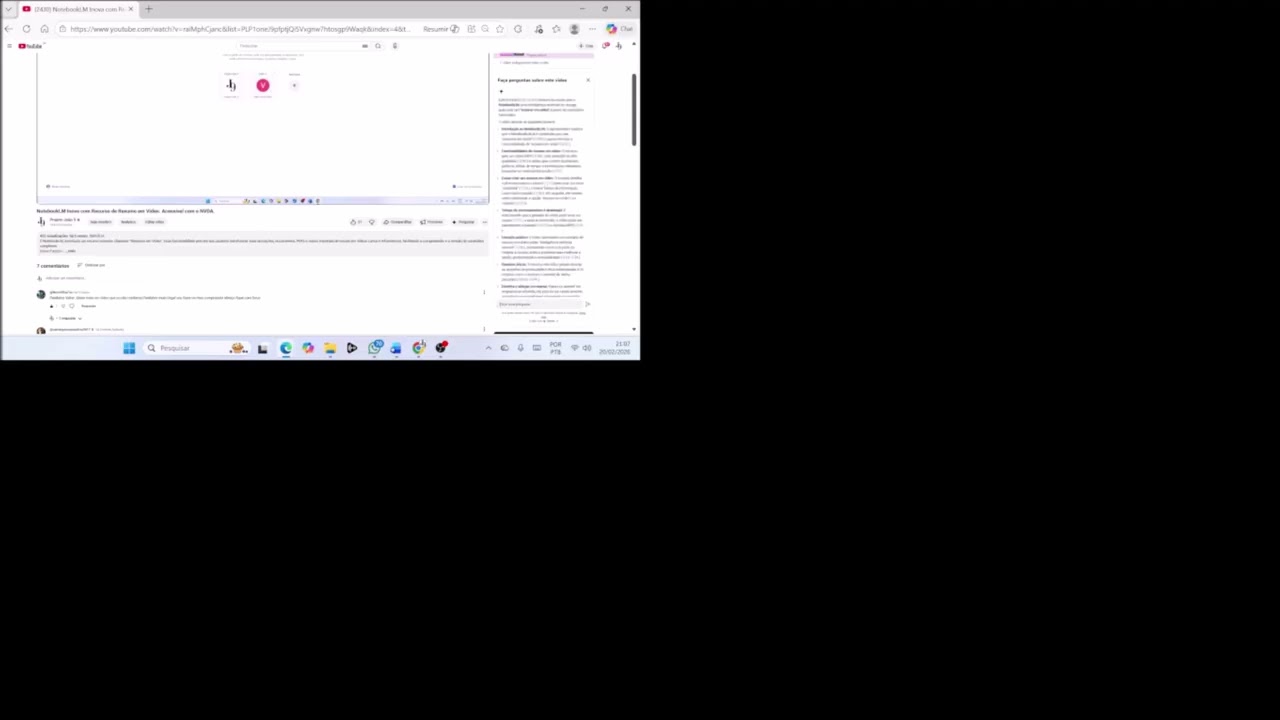 Recurso de IA no YouTube para saber mais sobre o vídeo que estamos assistindo — acessível com o NVDA