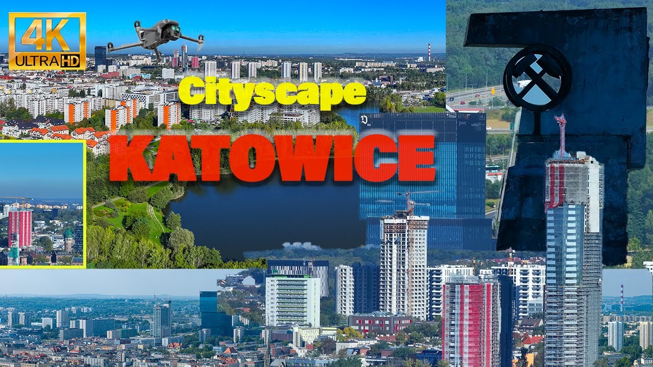 Katowice Budowa wieżowca AtalSky+ | Trzy Stawy | Lotnisko Katowice Muchowiec | dron