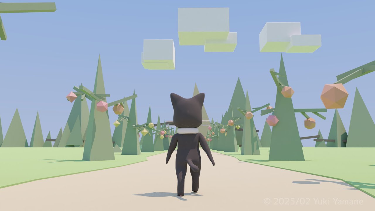 もりへつづくみち【ひたすら歩き続けるループアニメ】【Blender 3D】