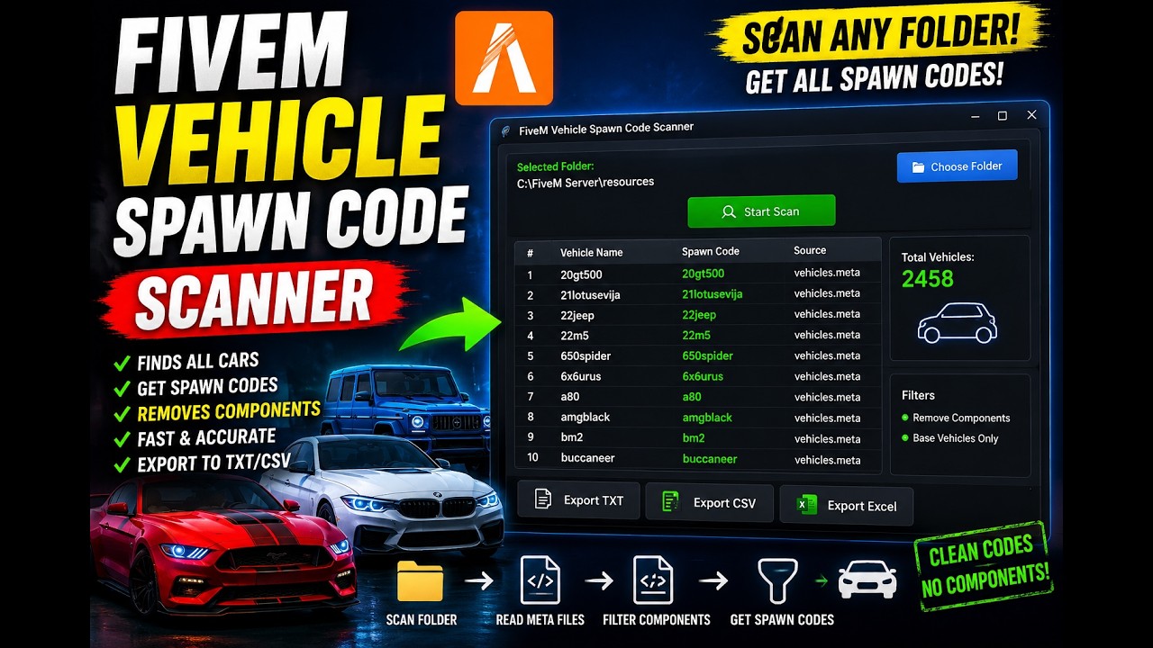 I Built a FiveM Vehicle Spawn Code Scanner PY Script using ai That Finds Every Car in a Folder!