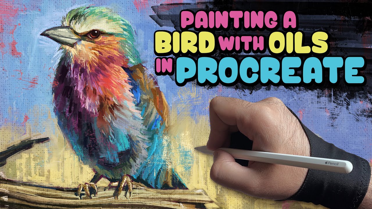 Как нарисовать красочную птицу маслом в Procreate