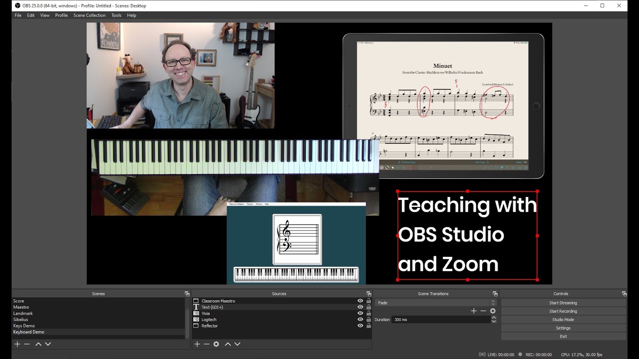 Teaching Piano with OBS Studio and Zoom