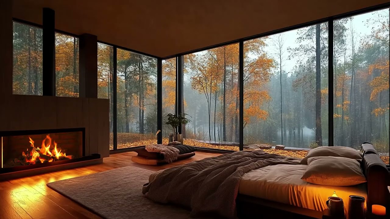 3 Hours of Rain Sounds and Fireplace | White Noise for Deep Sleep and Relaxation