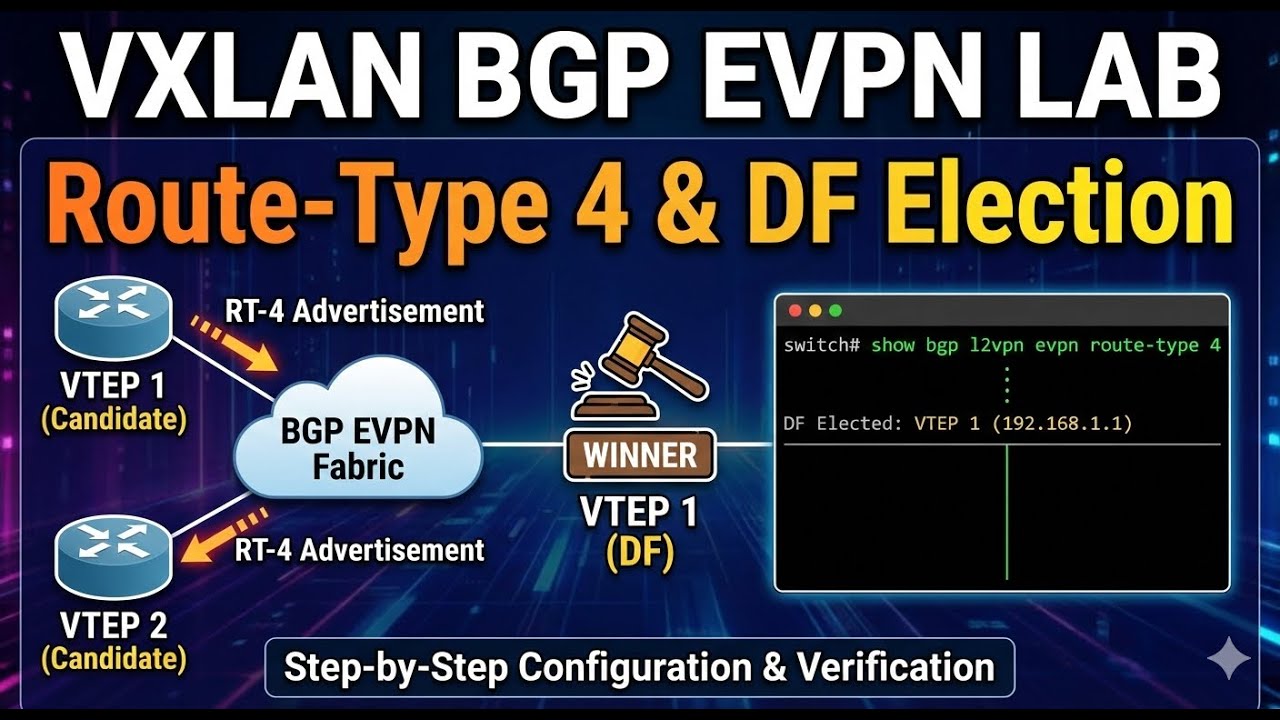 VxLAN BGP EVPN Route-Type 4 & Designated Forwarder [DF] Election LAB- Hindi/English, Hinglish