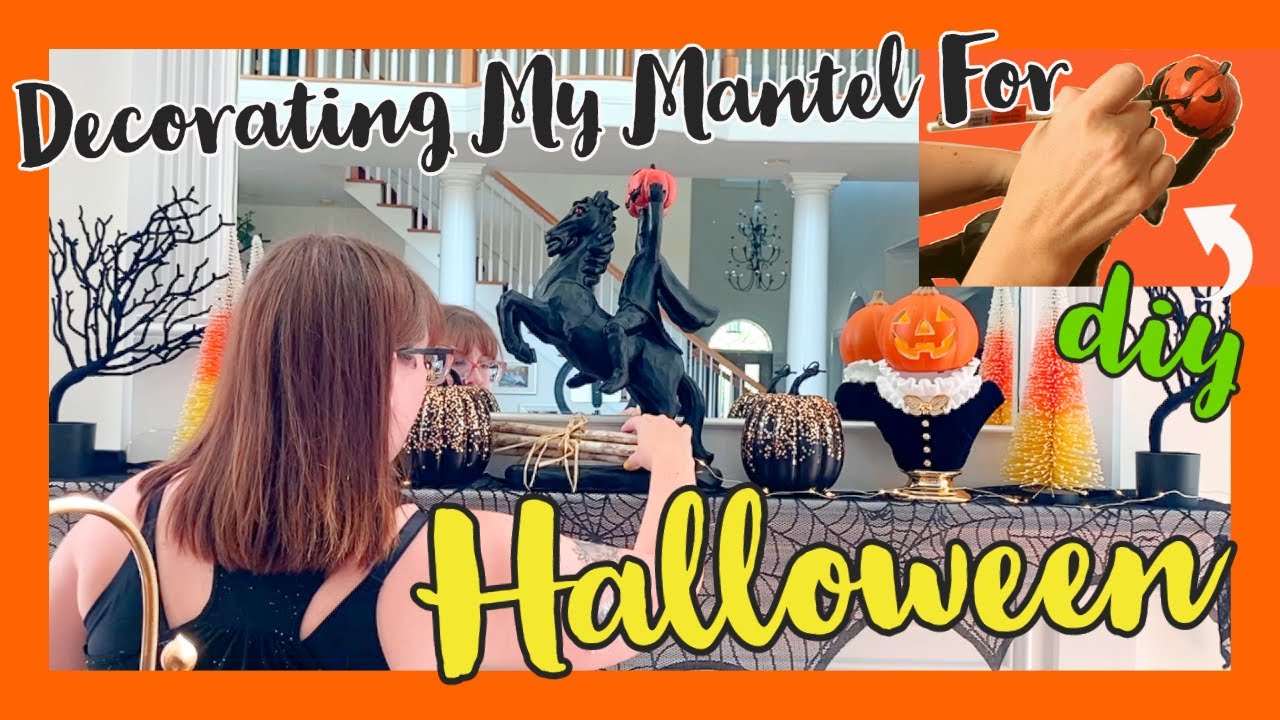 DIYING MY HEADLESS HORSEMAN & DECORATING MY MANTEL FOR HALLOWEEN! 🎃🎃🎃