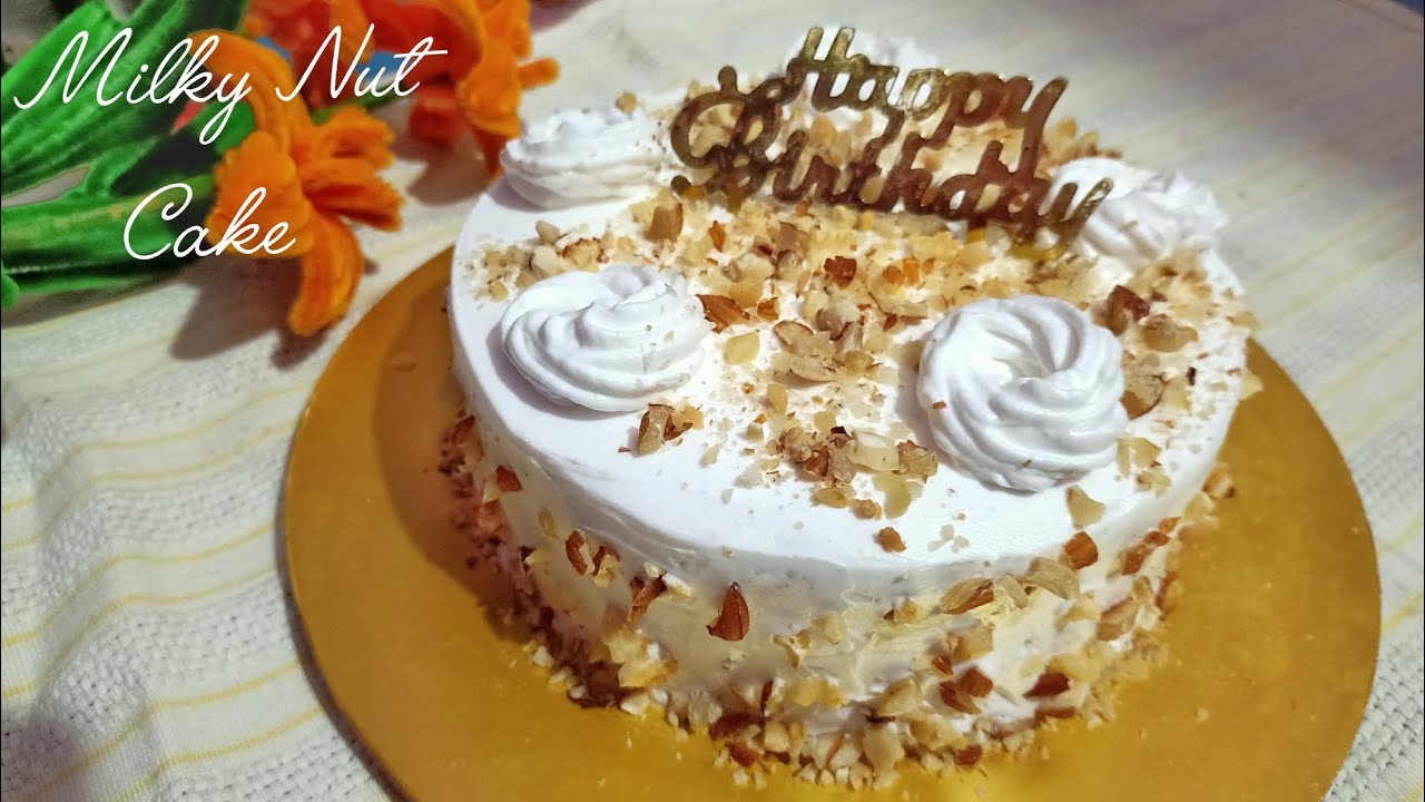 Milky Nut Cake 🤍 Without Oven / Simple Birthday Cake Recipe
