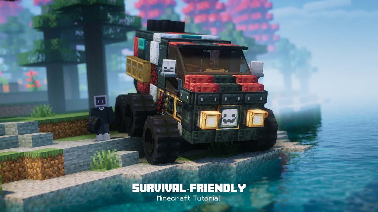 Minecraft ultimate Adventure Vehicle Tutorial  ( Survival Friendly ) | Create & Trackwork Mods
