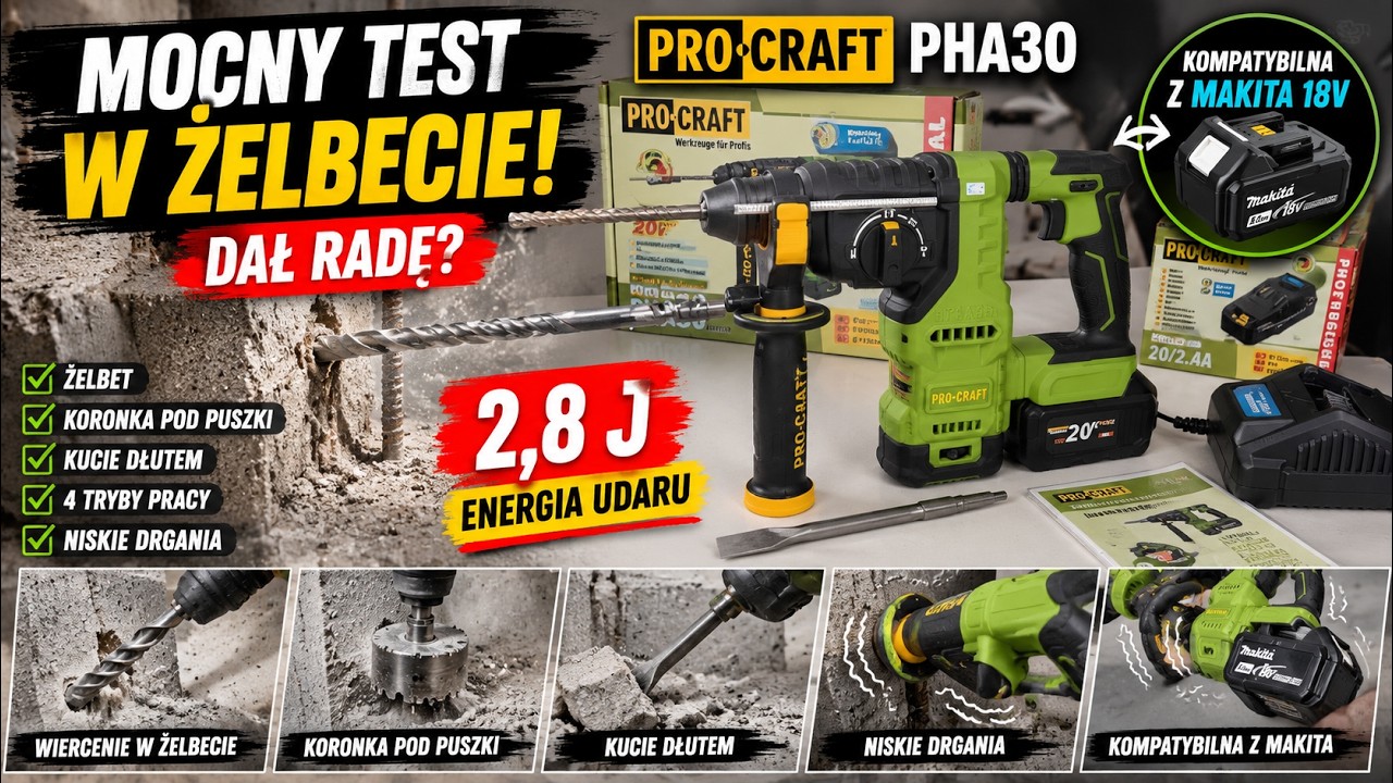 Młotowiertaraka Procraft PHA30 kontra ŻELBET! Mocny test na budowie