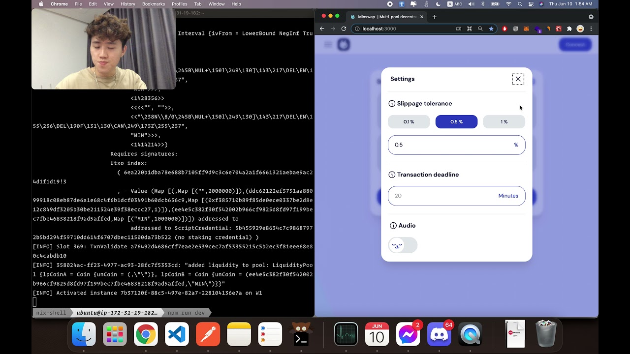 First integration of DEX smart contract on Cardano
