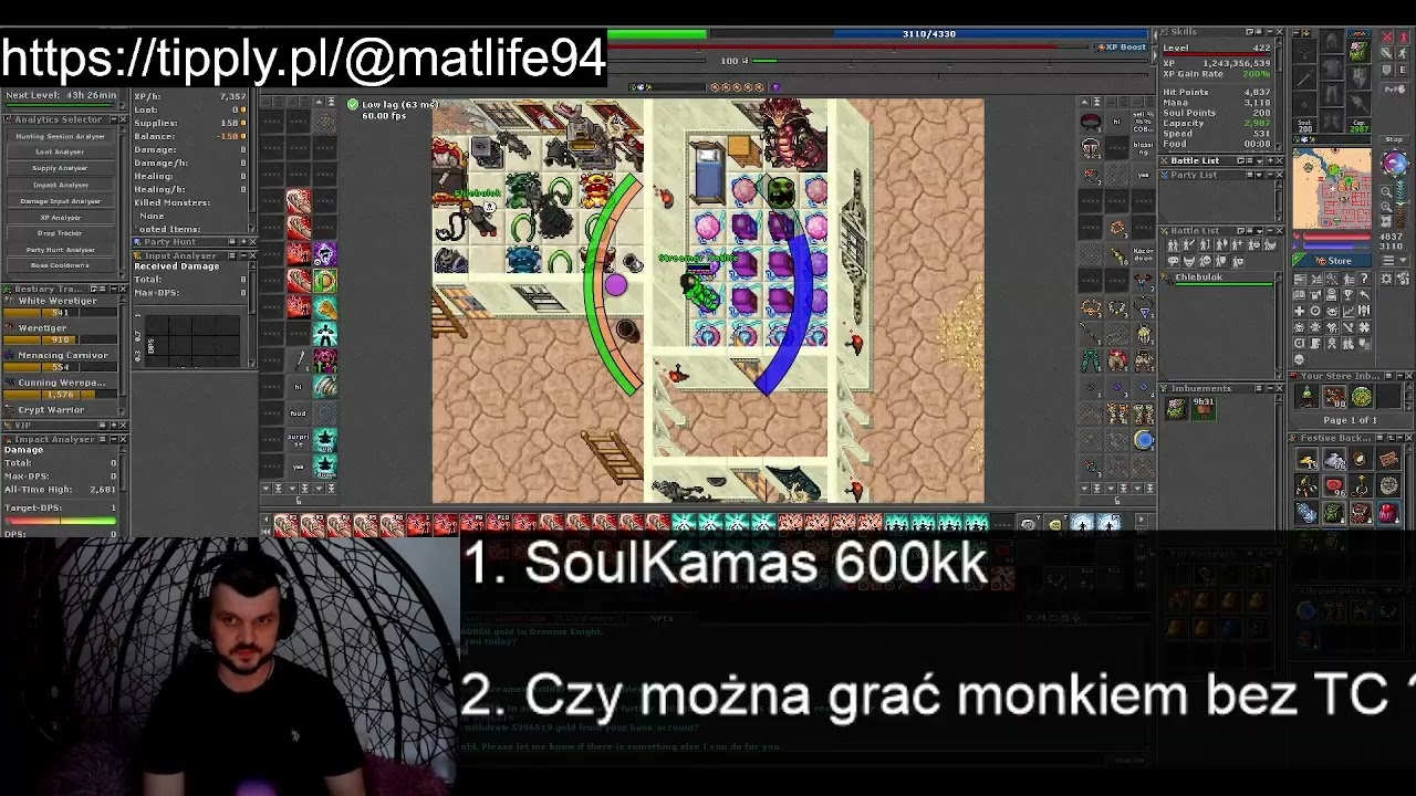 #1 od zera MONK 420lvl+ OM&Oacute;WIENIE PROJEKT&Oacute;W - pierwszy dzień SOULKAMAS BEZ TIBIA COIN