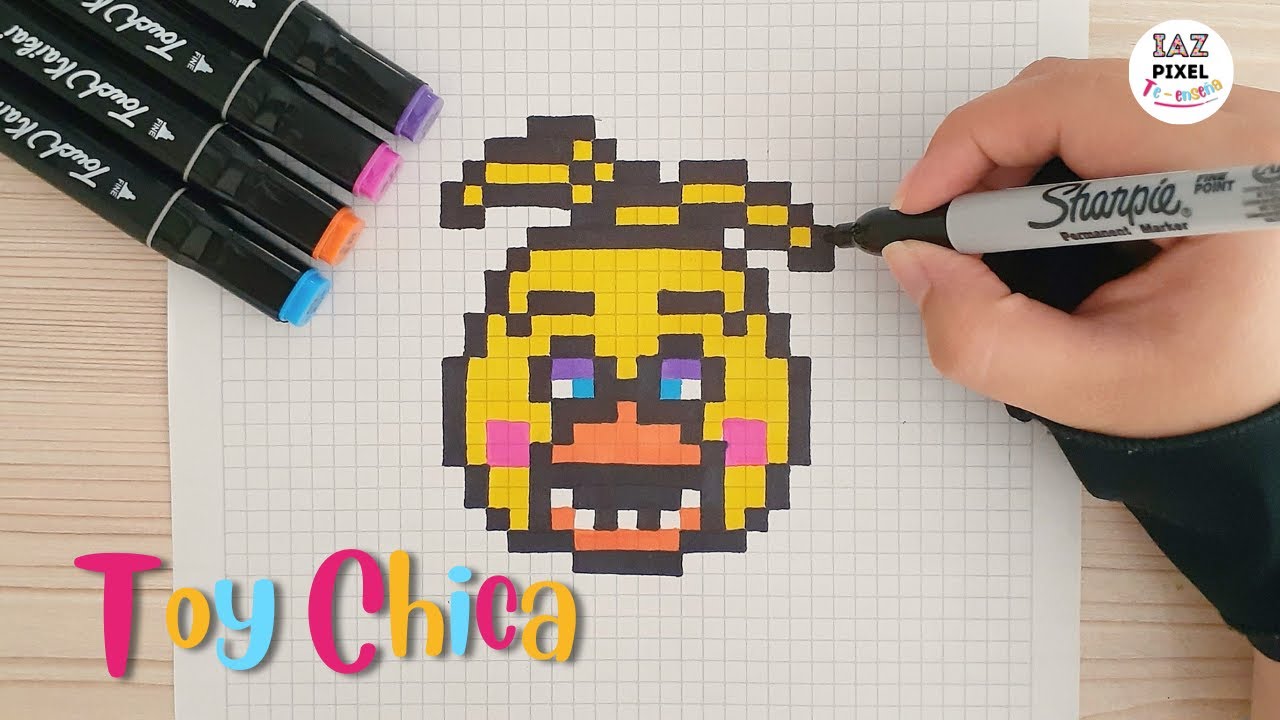 Como dibujar a TOY CHICA de FNAF en PIXEL ART – Tutorial paso a paso