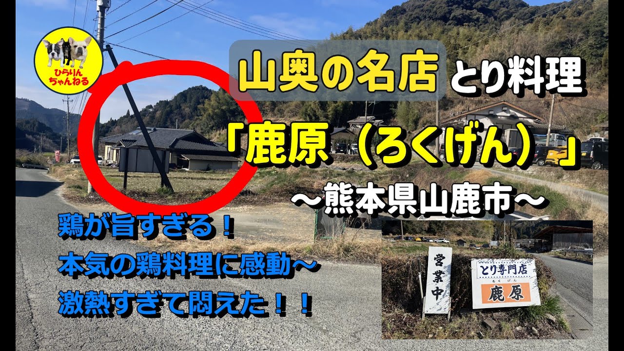 山奥に本気の鶏料理店「鹿原（ろくげん）」へ行ってみた！行かなきゃ、食べなきゃ損するばい！！！熊本県山鹿市にある美味しいとり料理店「ひらりんちゃんねる」熊本情報・韓国旅行・フレンチブルドッグ