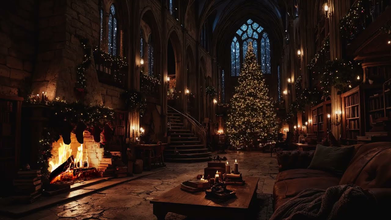 Christmas Night in a Historic Castle – Snowy Winds, Crackling Fire & Deep Sleep Ambience