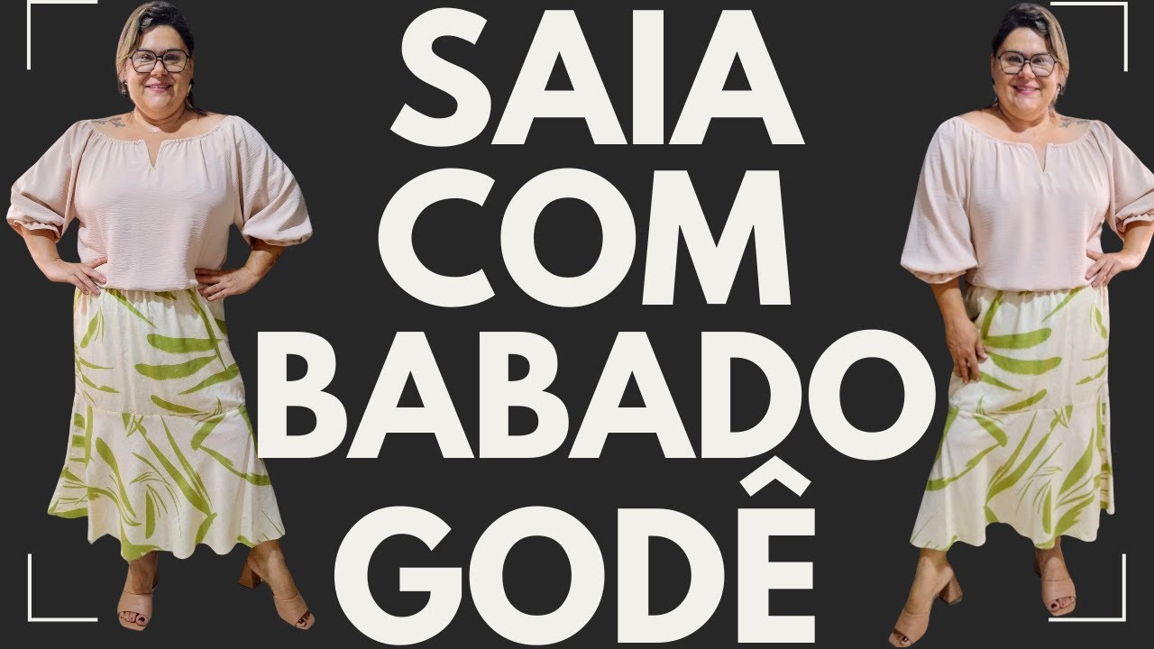 COMO FAZER SAIA COM BABADO GODÊ - COSTURANDO COM K BARINI - COSTURA PARA INICIANTES