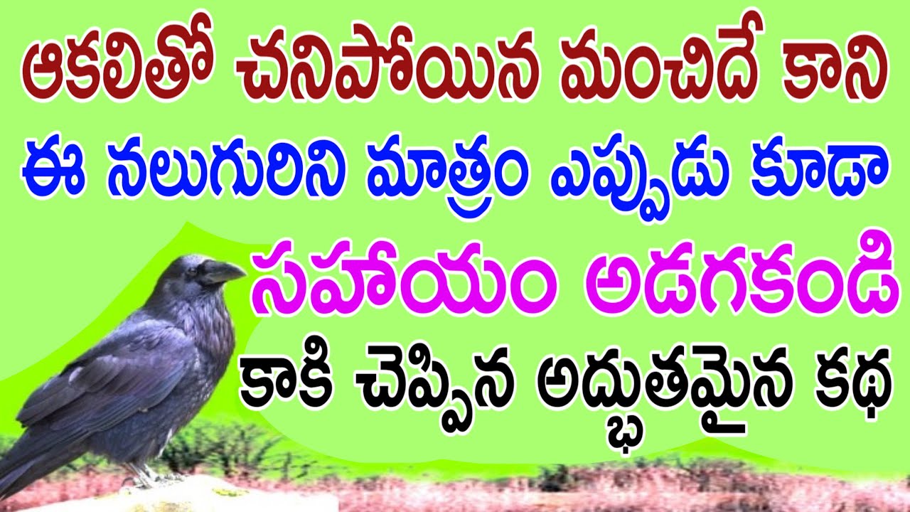 ఆకలితో చనిపోయిన మంచిదే కానీ,ఈ నలుగురిని మాత్రం ఎప్పుడు కూడా సహాయం అడగకండి కాకి చెప్పిన అద్భుతమైన కథ
