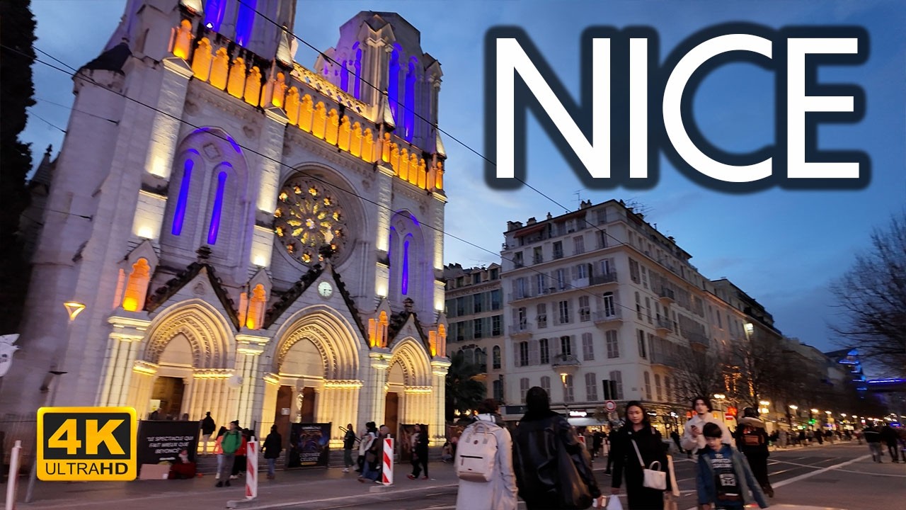 NICE 🇫🇷  Avenue Jean Médecin Evening Street Walk 4K 60fps