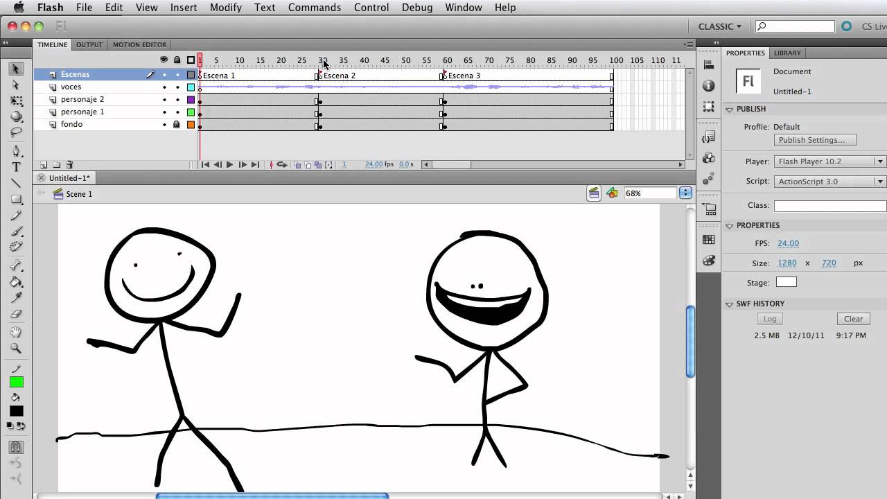 Animación con Varios Personajes en Flash - Tutorial de Composición