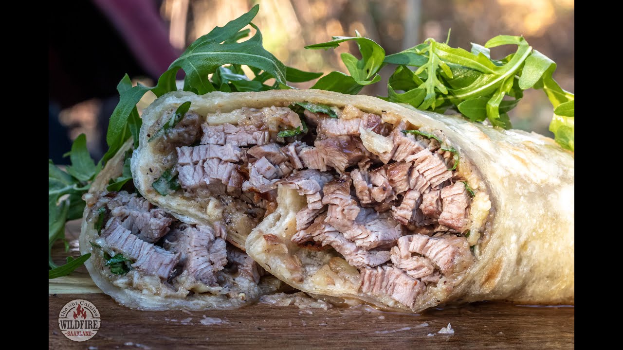 Flanksteak Wrap aus Waffeleisen / Rindfleisch / Maronen Knoblauch Creme / outdoor cooking / Saarland