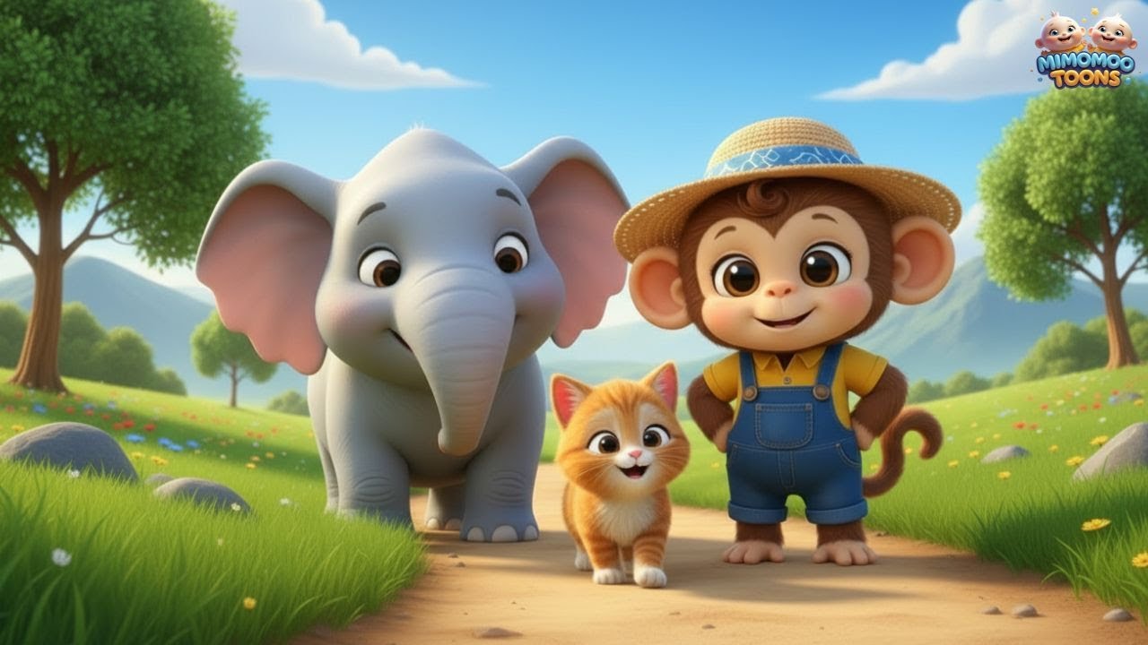 Elephant Protects Cat 🐘❤️ | Emotional Animal Rescue Story | Monkey Farm | MimoMoo Toons