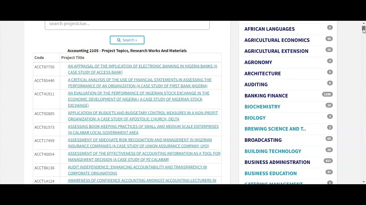 Accounting Project Topics on Projectclue.com