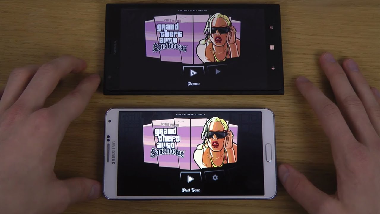 GTA San Andreas Samsung Galaxy Note 3 vs. Nokia Lumia 1520 Gameplay Comparison