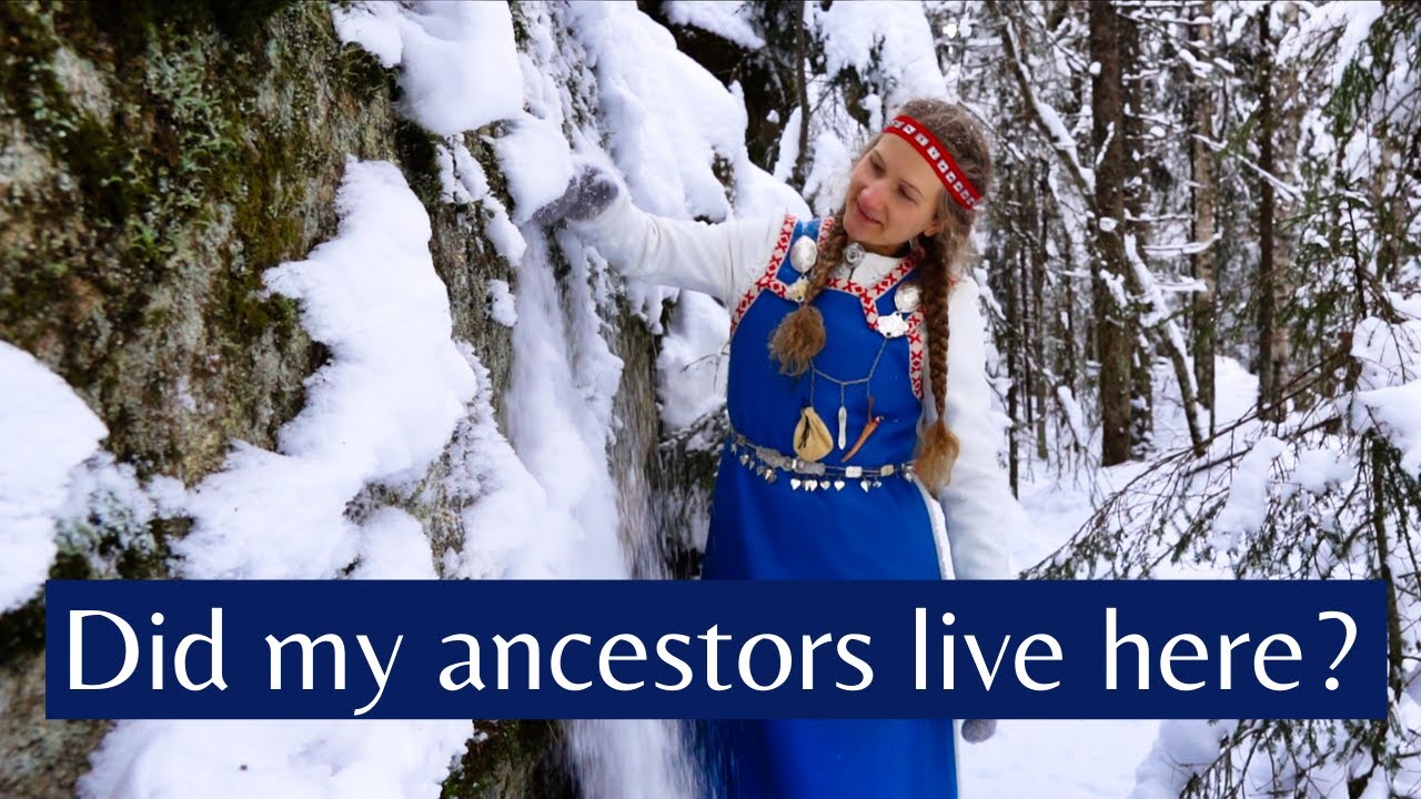 Skiing in snowforest | Ancient Aino-costume