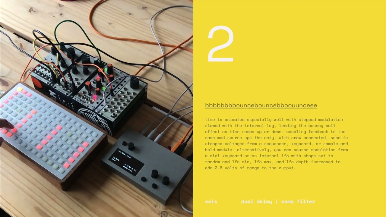 patch notes: eels (dual delay / comb filter for monome norns)