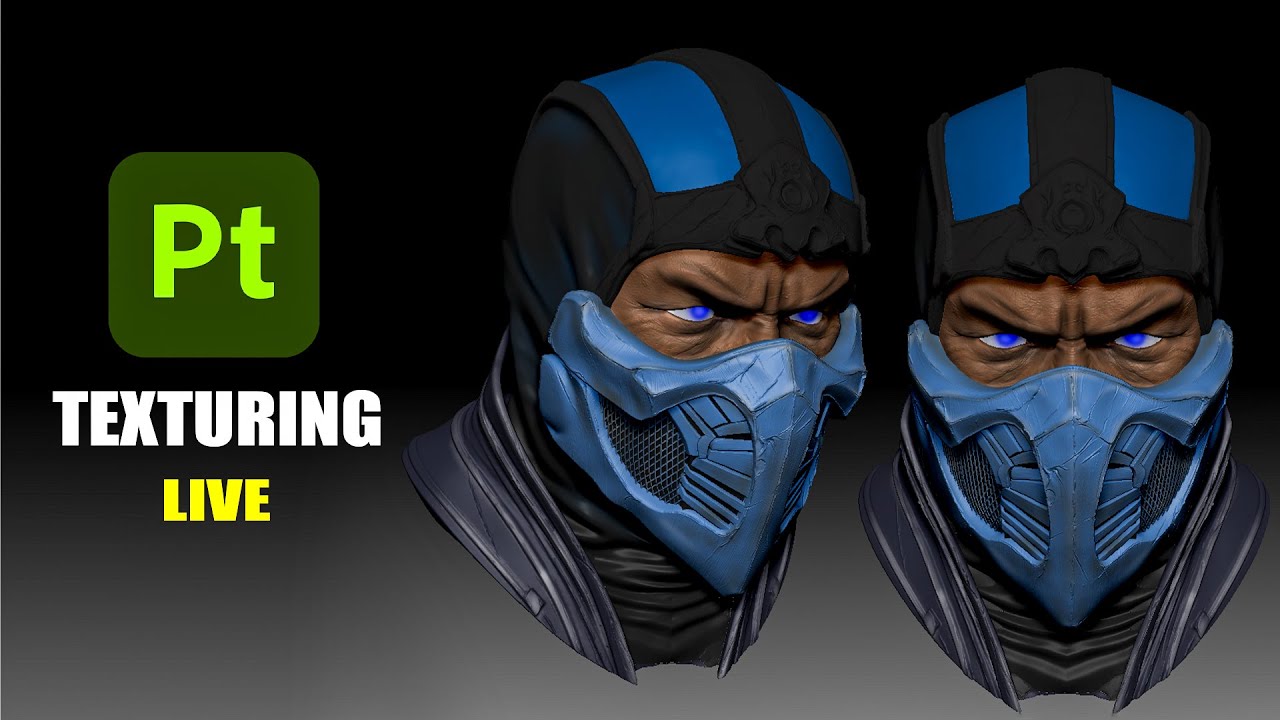 Texturing Sub Zero Mortal Kombat character in Substance painter hindi live