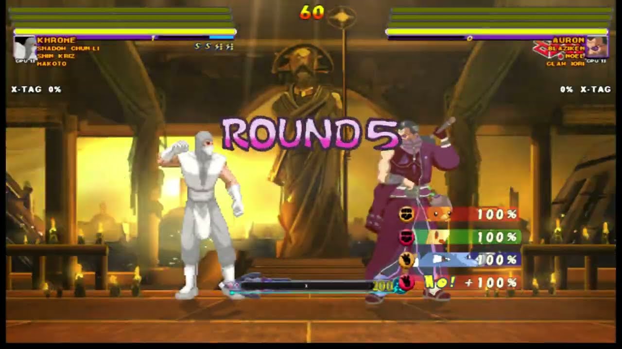 [4K] MUGEN: ETB – Khrome, Shadow Chun Li, Shin Kriz, Makoto vs Auron, Blaziken, Noel, Claw Iori