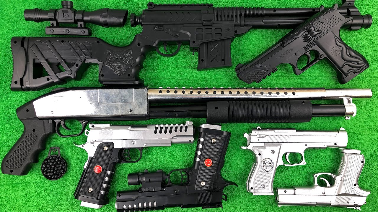 Realistic Shotgun and BB Guns - Sniper Rifle 6x With Binocular Attachment Bead Throwing Rifles