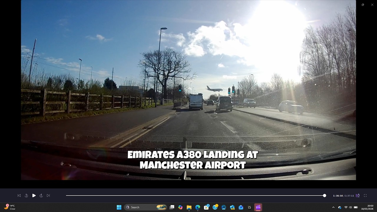 UK Motorway Journey From Birmingham to Manchester Airport | Emirates A380 Landing #emirates #uk 
