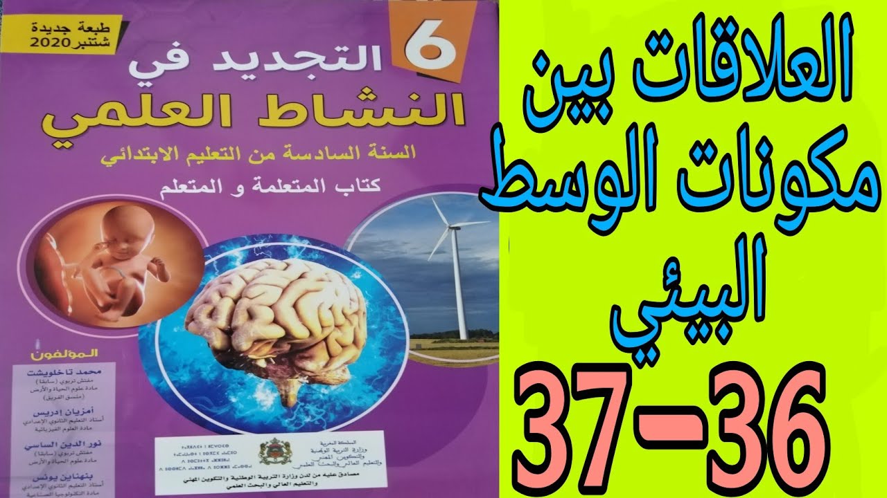 العلاقات بين مكونات الوسط البيئي ص 36-37 التجديد في النشاط العلمي المستوى السادس طبعة 2021