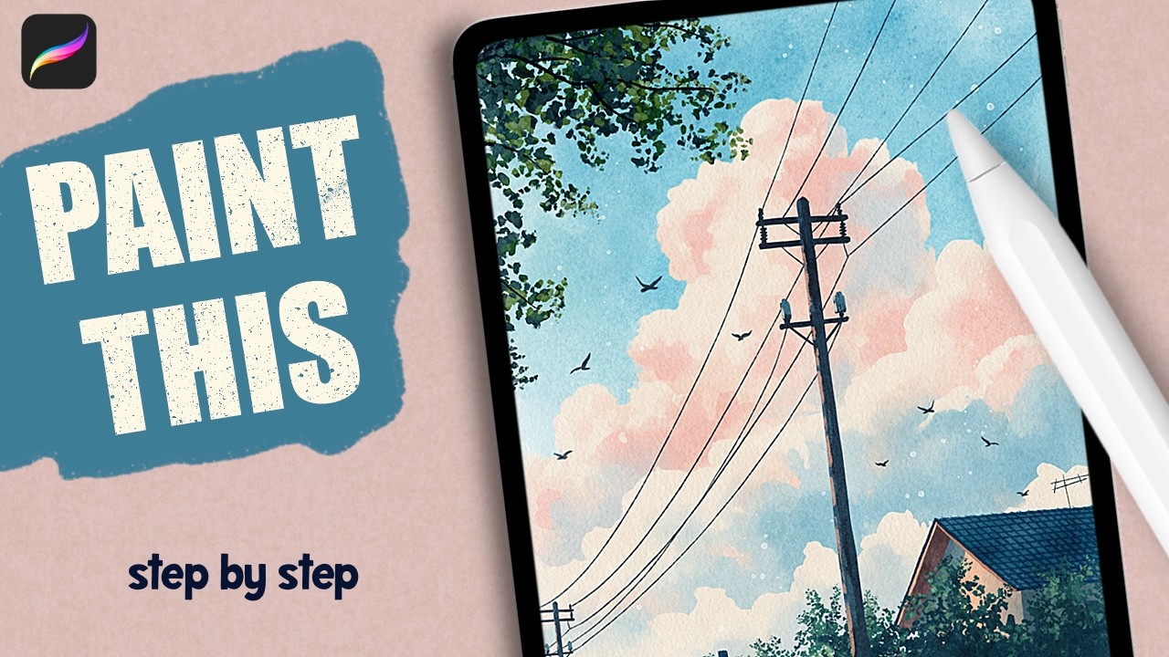 Dreamy Clouds & Powerlines in Procreate | Anime-Inspired Tutorial