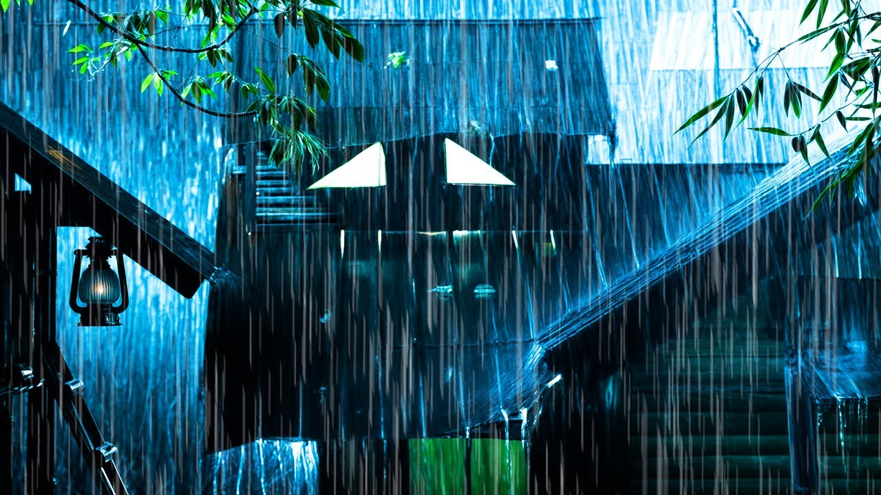 Powerful Night Thunderstorm on Tin Roof ⛈️ Heavy Rain Sounds for Stress Relief