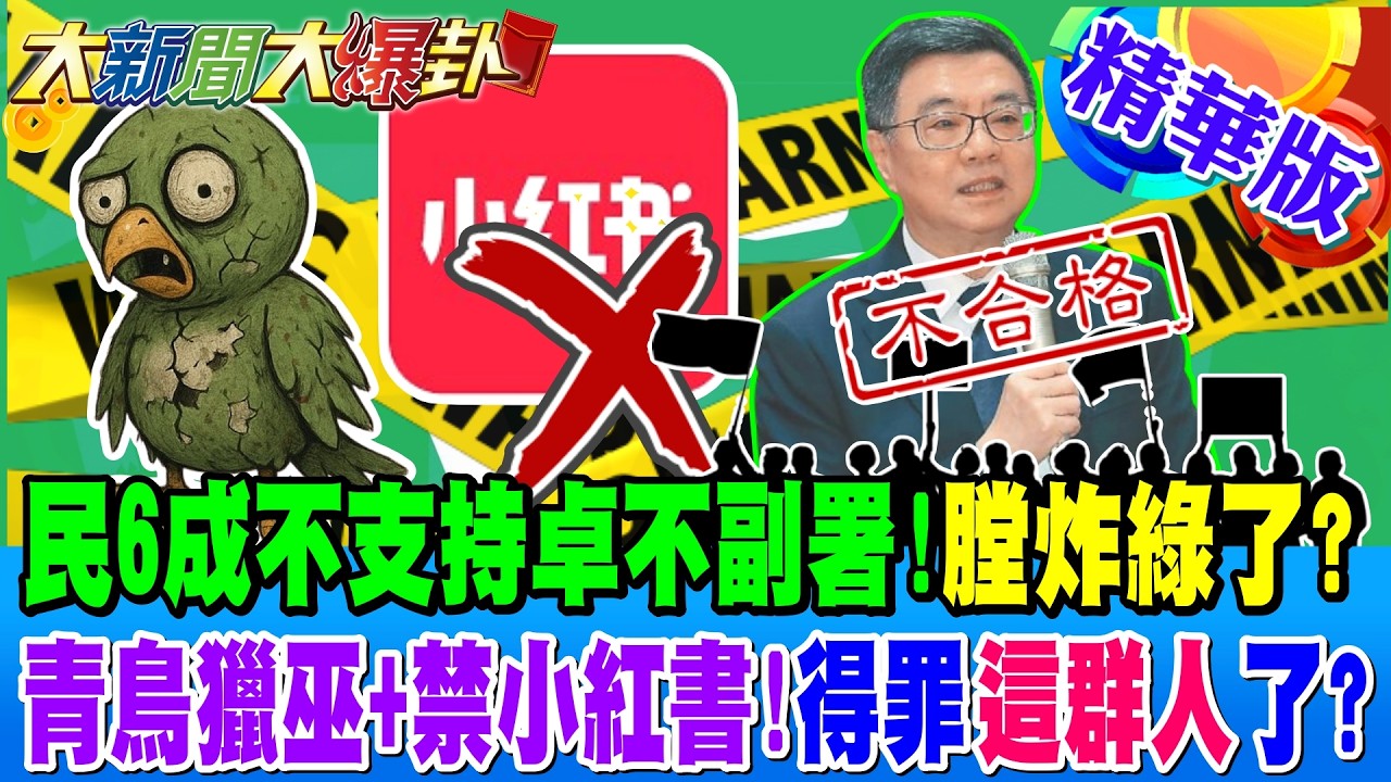 民6成不支持卓不副署!膛炸綠了?青鳥獵巫+禁小紅書!得罪