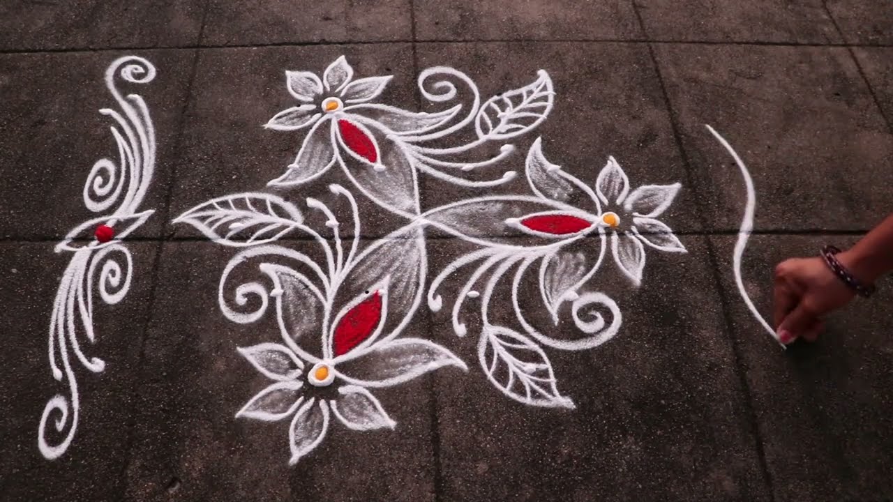 Diwali Special Lotus Rangoli| 5x3 Dots Small Diwali Muggulu| Deepavali KolamDesign With Side Borders